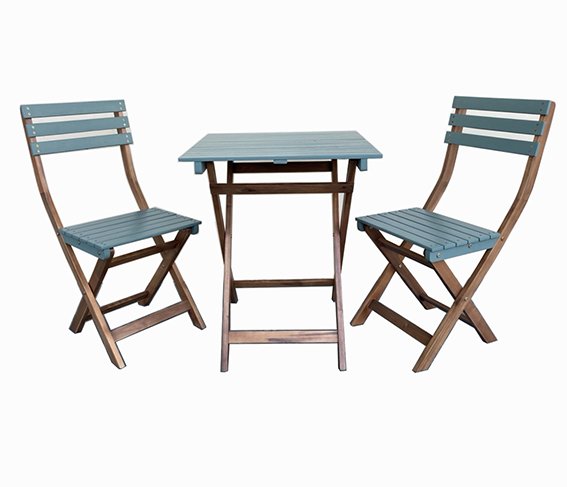 ACACIA WOODEN BISTRO TABLE AND CHAIR SET WITH GREEN COLOR